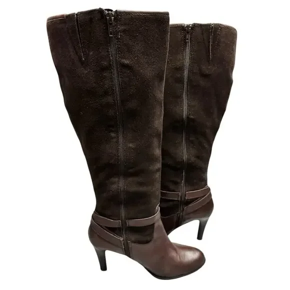 Ralph Lauren Bethan Brown Suede Leather Knee High Stiletto Riding Boots Size 9B - Picture 5 of 13